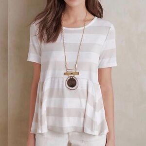 Anthropologie Everleigh Striped peplum swing tee